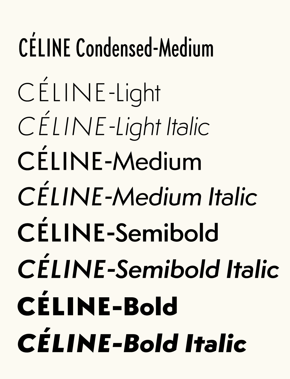 Céline - All styles of the new corporate font